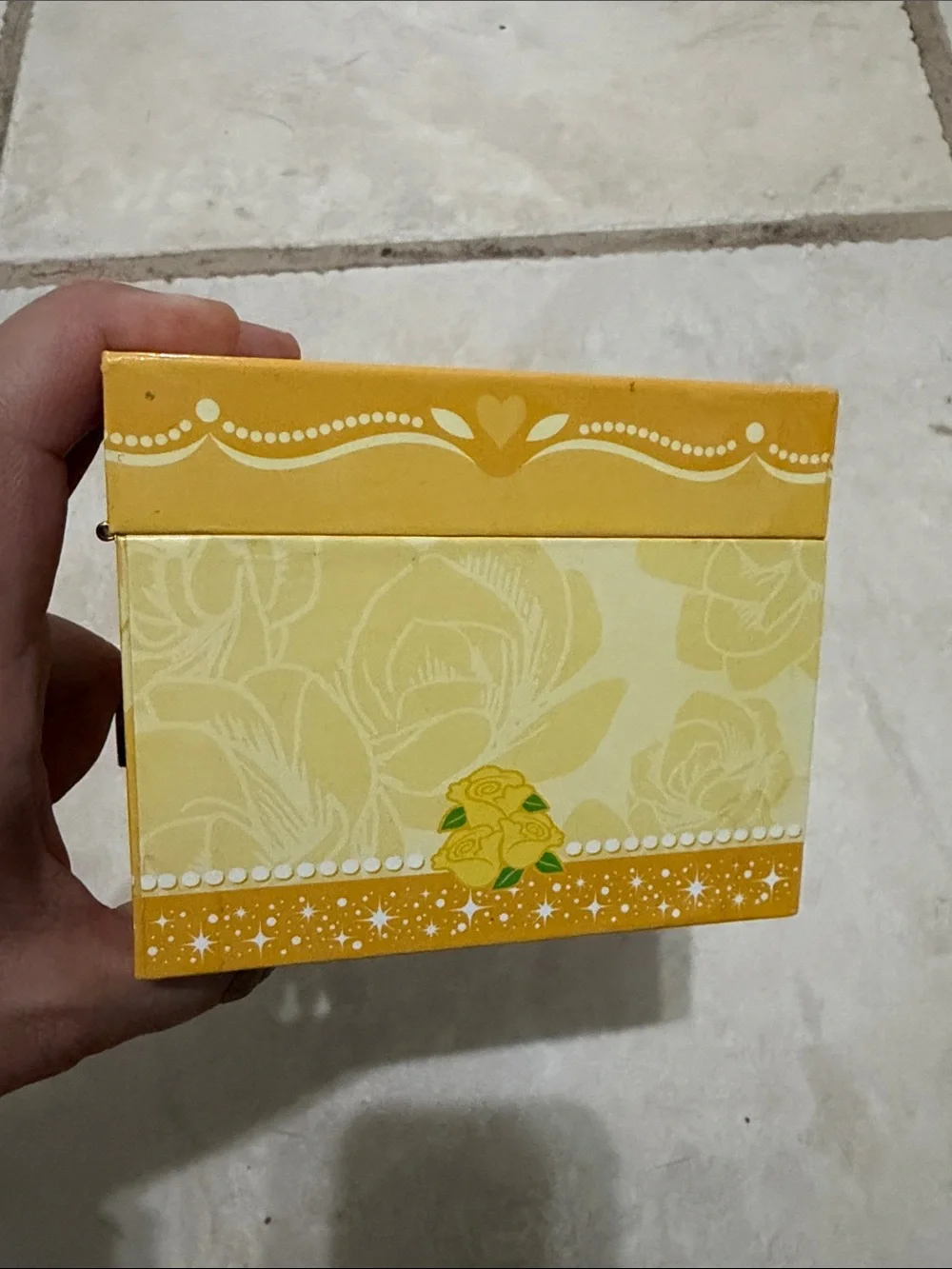 🌸 5/$20 DEAL Disney Belle Decorative Jewelry Box - Yellow Gold with Red Rose